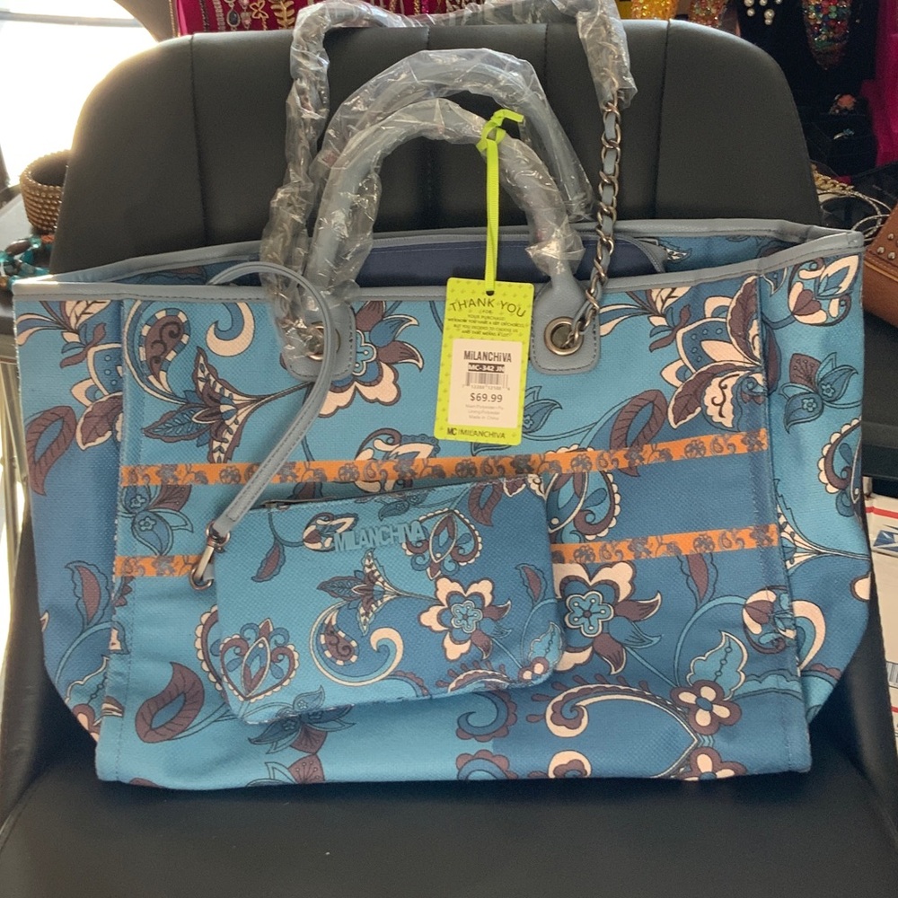 Blue Floral Tote Bag